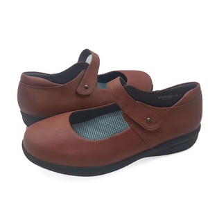 Zapatos de vestir ortopédicos con correa ajustable <span class=keywords><strong>para</strong></span> mujer, calzado de cuña de tacón de cuero genuino cómodo <span class=keywords><strong>para</strong></span> pacientes con Diabetes, verano e invierno - Product Image 3