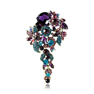 Broche de Cristal Multicolorido Exagerado de Tamanho Grande, Acessório Completo de Luxo Leve Retrô Europeu e Americano - Product Image 1