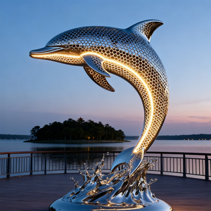 Dengan desain yang dipoles, lumba-lumba baja tahan karat kami untuk fitur air yang memikat di taman Anda - Product Image 1