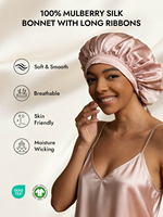 Gorro de Dormir Ajustable 100% Seda Pura para Cuidado del Cabello Unisex, Deportes y Ciclismo, 22 Momme, Turbante de Seda Natural - Todas las Temporadas