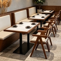 Table en bois massif et chaises en pierre frittée vintage, mobilier de salle à manger commercial pour café, couleur personnalisée