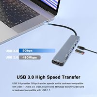SYONG USB C Hub 7-in-1-USB-C-Dockingstation mit 4 k30 Hz HDMI,100W PD, 3 5-Gbit/s-Daten anschlüssen (1 USB-C und 2 USB 3.0),TF/SD-Kartenleser