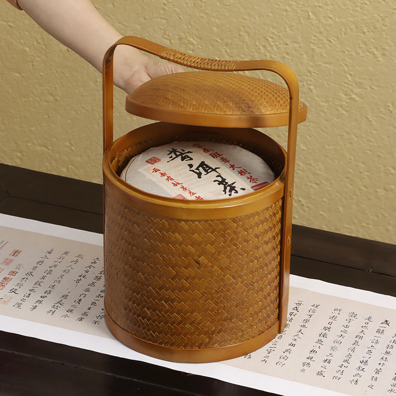 ヴィンテージ手作り竹編みバスケット - 環境に優しい収納バスケット