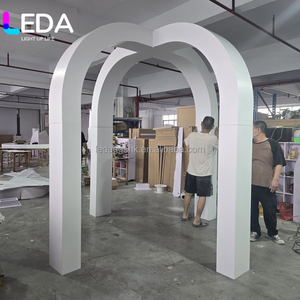 LEDA Classic Modern Simple White Color Led Light Event Entrance Acrylic <b>Backdrop</b> Pvc <b>Stand</b> Baby Shower Stage Decoration - Product Image 6