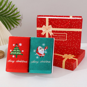 Toalla Navideña de Algodón Puro 34x74cm con Diseño de Árbol Bordado, Toalla de Regalo - Product Image 5