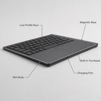 Keyboard Nirkabel Magnetik dengan Touchpad Terintegrasi, Ultra-Tipis, Dapat Diisi Ulang, Keyboard untuk Tablet, iPad, Ponsel
