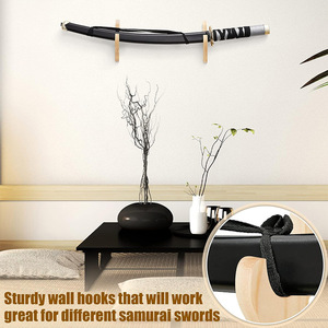 Soporte de pared desmontable de madera de bambú para espadas, ajustable, sin perforaciones, con acabado pulido, para espadas samurái y flautas. - Product Image 3