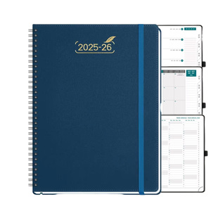 Journal scolaire 18 mois 25 juillet 26 décembre Couverture <span class=keywords><strong>en</strong></span> cuir souple hebdomadaire A4 28x22 cm 120 feuilles Double heures Spirale <span class=keywords><strong>Agenda</strong></span> 2026 - Product Image 1