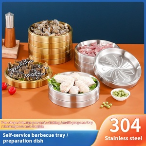 Plateau de barbecue en acier inoxydable 304 de qualité commerciale, multi-couches, jetable, pour la préparation des aliments de fête, <span class=keywords><strong>plat</strong></span> doré épaissi empilable - Product Image 3
