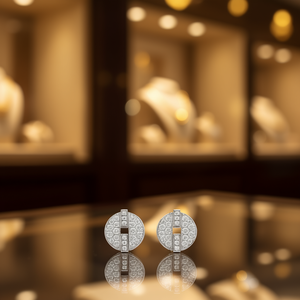 Orecchini E2519 in Oro Bianco con Diamanti Taglio Brillante Rotondo Colore D Naturali Classici da Donna per Uso Quotidiano - Product Image 2