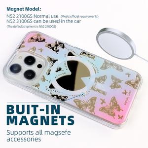 Makeup <b>Phone</b> With Stand Purple Gradient Butterfly Recycled Mirror Magnetic <b>Phone</b> Case <b>for</b> iPhone 15 14 Pro Max - Product Image 4