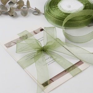 Decorazioni Floreali <span class=keywords><strong>in</strong></span> Nastro di Chiffon Trasparente Verde Gelsomino da 2 cm per Cappelli e <span class=keywords><strong>Bracciali</strong></span> - Product Image 1