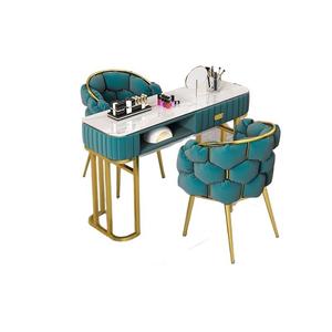 2026 New Modern Style Beauty Salon Furniture Velvet Marble Salon <b>Nail</b> Manicure Table and Chair Set - Product Image 6