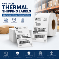 Label Barcode Tahan Minyak Perekat Termal 100x150mm 500 PCS Gulungan Tumpuk untuk Pengiriman Waybill