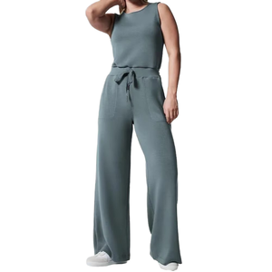 Nouvelle Collection 2026 : Ensemble Blouse Imprimée Col V Sans Manches à Volants et Pantalon Skinny Couleur Unie avec Ceinture en Polyester pour l'Été - Product Image 4
