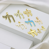 Pendentif Étoile Pentagramme en Gros, Zircon Goutte d'Huile, Thème Animal (Vache et Cheval), Accessoires de Collier, Bijoux