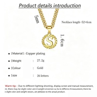 Collier chaîne cubaine personnalisé avec initiale, pendentif rond 26 lettres de l'alphabet, bijoux en cuivre plaqué or 24 carats, vente en gros