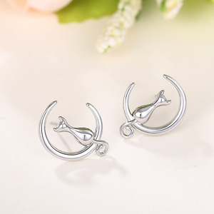Pendientes de gato y luna para mujer, diseño lindo y dulce, accesorios para las orejas de uso diario - Product Image 6