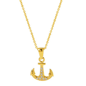 Collier en acier inoxydable tendance hip-hop avec pendentif <span class=keywords><strong>ancre</strong></span> <span class=keywords><strong>de</strong></span> <span class=keywords><strong>bateau</strong></span> pour femme - Product Image 1