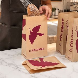 Custom Eco-Friendly Disposable Recyclable <b>Biodegradable</b> Square Bottom Kraft <b>Paper</b> Bread Bakery Packaging Bags - Product Image 1