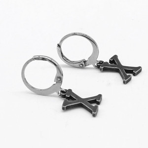 yunnique Retro Titanium Steel X-Shaped Hoop <b>Earrings</b> Letter Design Geometric <b>Studs</b> For Women Fashion Jewelry - Product Image 5