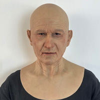 Masque intégral en silicone à texture de peau réaliste avec cheveux et barbe, visage d'homme âgé pour théâtre, cinéma, film, farce
