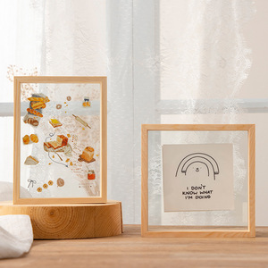 Wooden Acrylic <b>Photo</b> <b>Frame</b> Rectangle Single Layer Glass Durable Tabletop Display Living Room Bedroom Study - Product Image 2