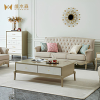 Ensemble de canapés sectionnels classiques de luxe en bois massif et cuir pour appartement, villa, salon, maison et hôtel