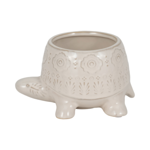 Vaso in ceramica a forma di tartaruga con design testurizzato per piante da interno, vaso decorativo per fiori - Product Image 1