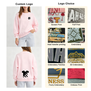 Sudadera con capucha extragrande para mujer, de algodón y poliéster grueso, lisa, con impresión personalizada del logotipo. - Product Image 2