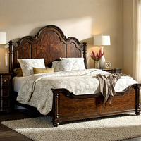 European Royal Antique Design Holzstruktur Schlafzimmer möbel Einfache Stil König Schlafzimmer-Sets