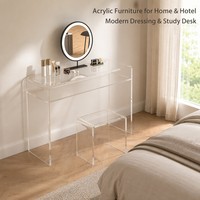 Bureau moderne en acrylique transparent personnalisable pour chambre, salon et hôtel - Bureau de coiffure et d'étude