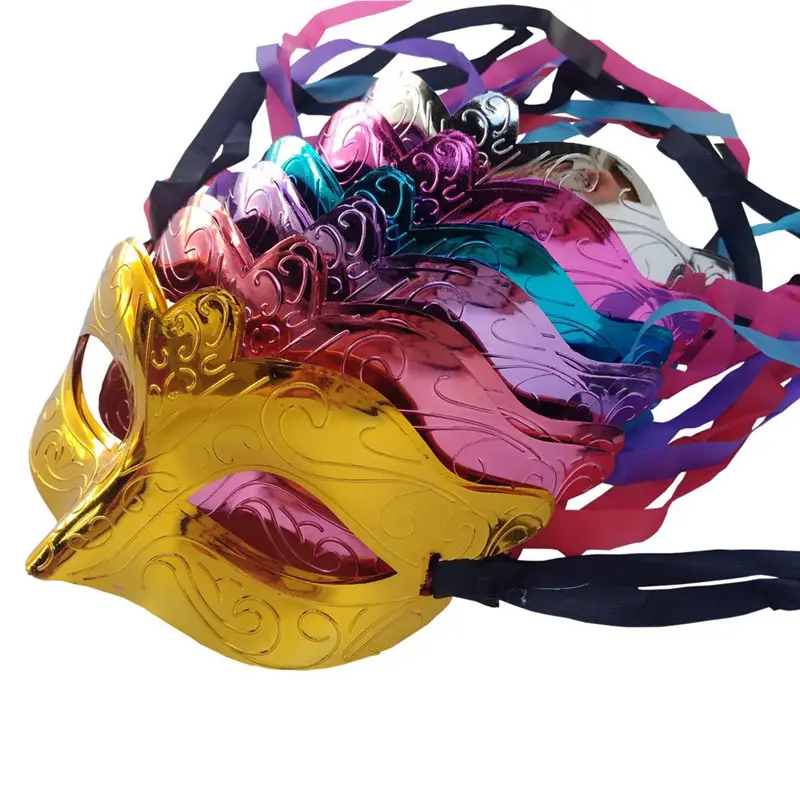 หน้ากากงานเลี้ยงแบบครึ่งหน้าของชาวเวนิส,หน้ากากฮาโลวีนมาร์ดิกราส์สีสันสดใสใช้สำหรับตกแต่งงานเทศกาลแปลกใหม่ของขวัญงานปาร์ตี้