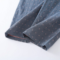 Pyjama d'été pour homme, style japonais inspiré de MUJI, 100% coton, double gaze respirante, à pois, manches courtes
