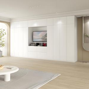 Set di Mobili per Soggiorno di Design Moderno e Lussuoso, Unità a Parete in Legno MDF Melaminico, Mobile TV <span class=keywords><strong>Sospeso</strong></span> con Console e Armadietto - Product Image 3