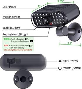 Sensor de movimiento Cámara simulada Luz solar para jardín Lámpara de pared para exteriores Camino Patio Luces de seguridad 3 modos - Product Image 2
