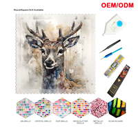 Kits d'art diamanté 5D Cerf pour adultes, motif animal à poinçonnage complet, artisanat d'art diamanté, convient aux débutants, peinture de cristaux, décoration murale pour la maison