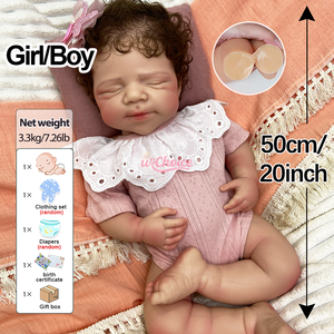 Bambola Reborn in Silicone Platino per Bambini, Regalo Neonato, con Capelli Intrecciati Artigianali, Maschio e Femmina, Pascale 20 pollici, per il Comfort - Product Image 2