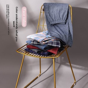 <span class=keywords><strong>Pantalon</strong></span> décontracté pour <span class=keywords><strong>homme</strong></span>, style japonais, à carreaux, en coton, <span class=keywords><strong>taille</strong></span> élastique, respirant, <span class=keywords><strong>grande</strong></span> <span class=keywords><strong>taille</strong></span>, coupe ample, pour la maison, printemps-automne - Product Image 3