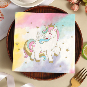 Unicorn Printed Paper Napkins 330mmx330mm For Birthday Party Decorations Disposable Towels - Product Image 1