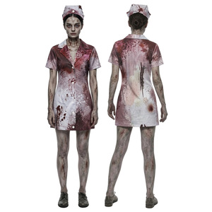 Disfraz de Enfermera Zombi, Vestido Ensangrentado y Delantal, Conjunto de Disfraces con Temática de Terror, para Fiestas de Halloween, Juego de Roles, para Mayores de 14 Años - Product Image 4