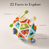 Cube d'activités sensorielles 22 panneaux pour bébé 12 mois et plus, avec jeu de correspondance de formes, tambour musical et volant, jouet de motricité fine, vente en gros