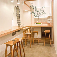 Tabouret de bar créatif en bois de frêne blanc nordique, dossier bas, sans accoudoirs, non rotatif, style vintage luxe léger, pour bars et salles à manger