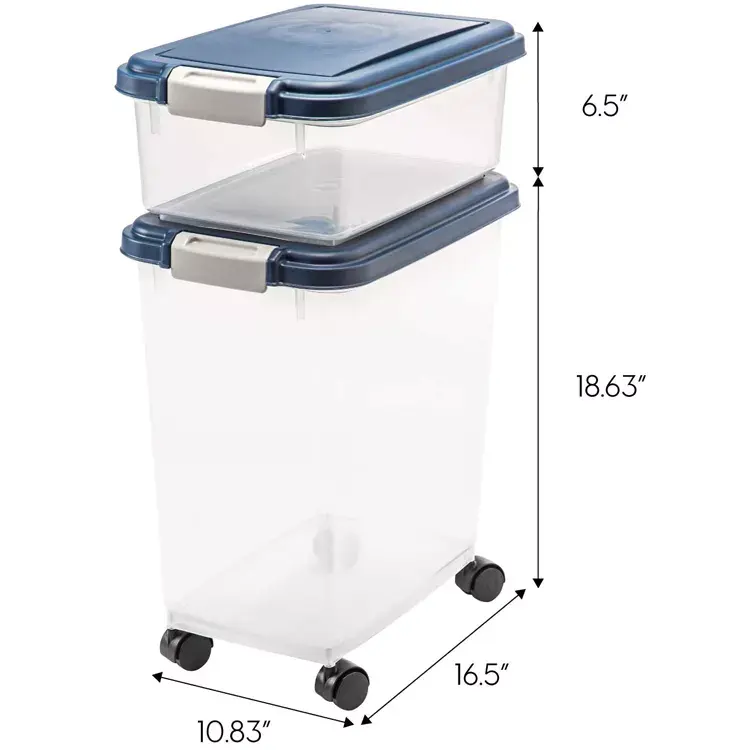 Plastic 3-piece Airtight Food Storage Container Combo with Scoop and Treat Box for Pet Dog Cat And Bird Food