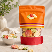 Op maat bedrukte staande pouch met transparant venster en hersluitbare ritssluiting voor verpakkingen van gedroogd fruit en snacks