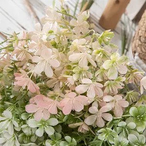 绿色粉色人造花花束梅花为中心婚礼家居Diy装饰假植物高仿真花