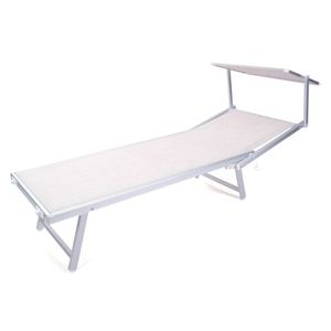 Lit pliant moderne et léger en aluminium pour l'extérieur avec auvent, lit inclinable en métal - Product Image 3