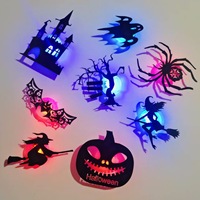 Autocollant mural décoratif 3D en PET évidé pour Halloween, veilleuse décorative