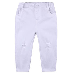 Ensemble 2 pièces pour filles : Hauts à grands nœuds et jeans blancs déchirés, style mode rayé avec rubans, pour l'été, vêtements pour enfants - Product Image 4