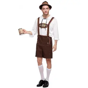 Men Oktoberfest Costume German Bavarian Lederhosen Beer Hat Octoberfest Fancy Dress